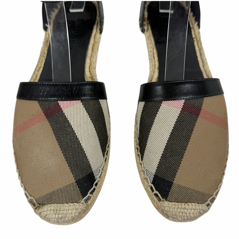 Burberry Abbington Nova Check Ankle Strap Espadrille Flats Black Size 41 - Picture 6 of 14